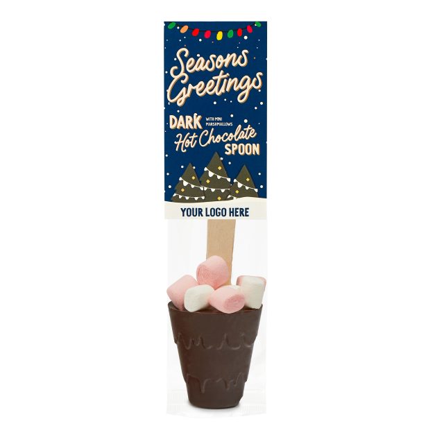 Winter Collection – Eco Info Card – Hot Choc Spoon – Dark Chocolate – Mini Marshmallows