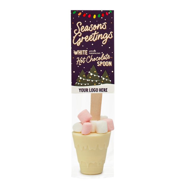 Winter Collection – Eco Info Card – Hot Choc Spoon – White Chocolate – Mini Marshmallows